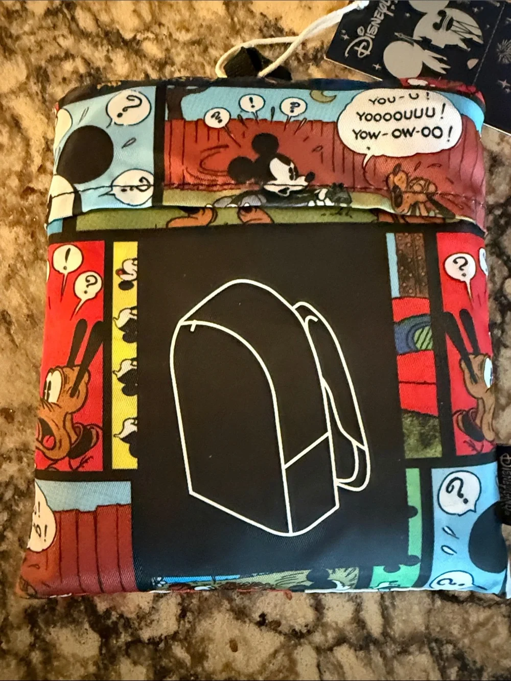 Disney Comic-Strip Foldable Pouch - Red, Blue, Black, Green